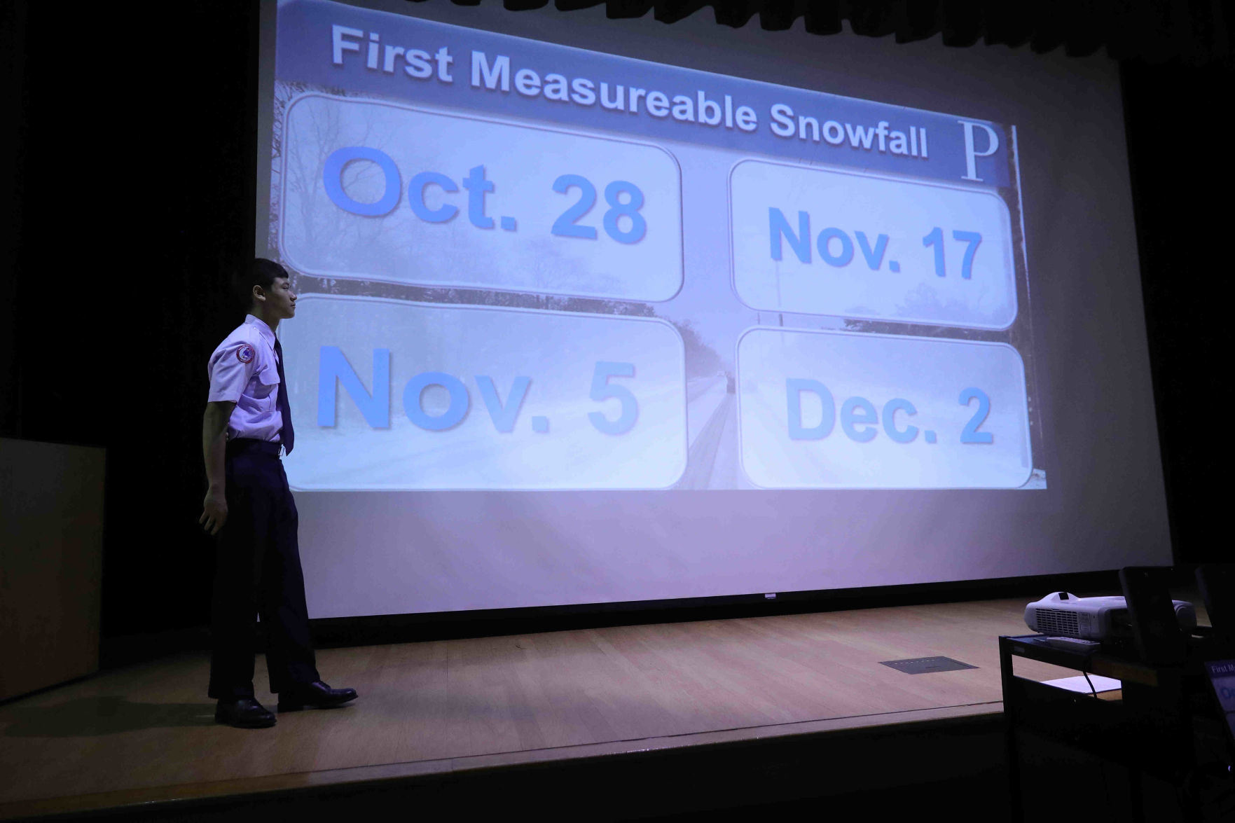 Meteorologist Joe Martucci at Vineland High School